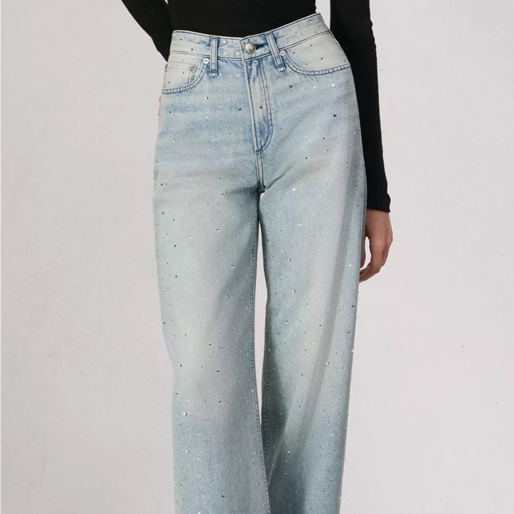 rag & bone Logan Light Blue Rhinestone Jeans. NEW !